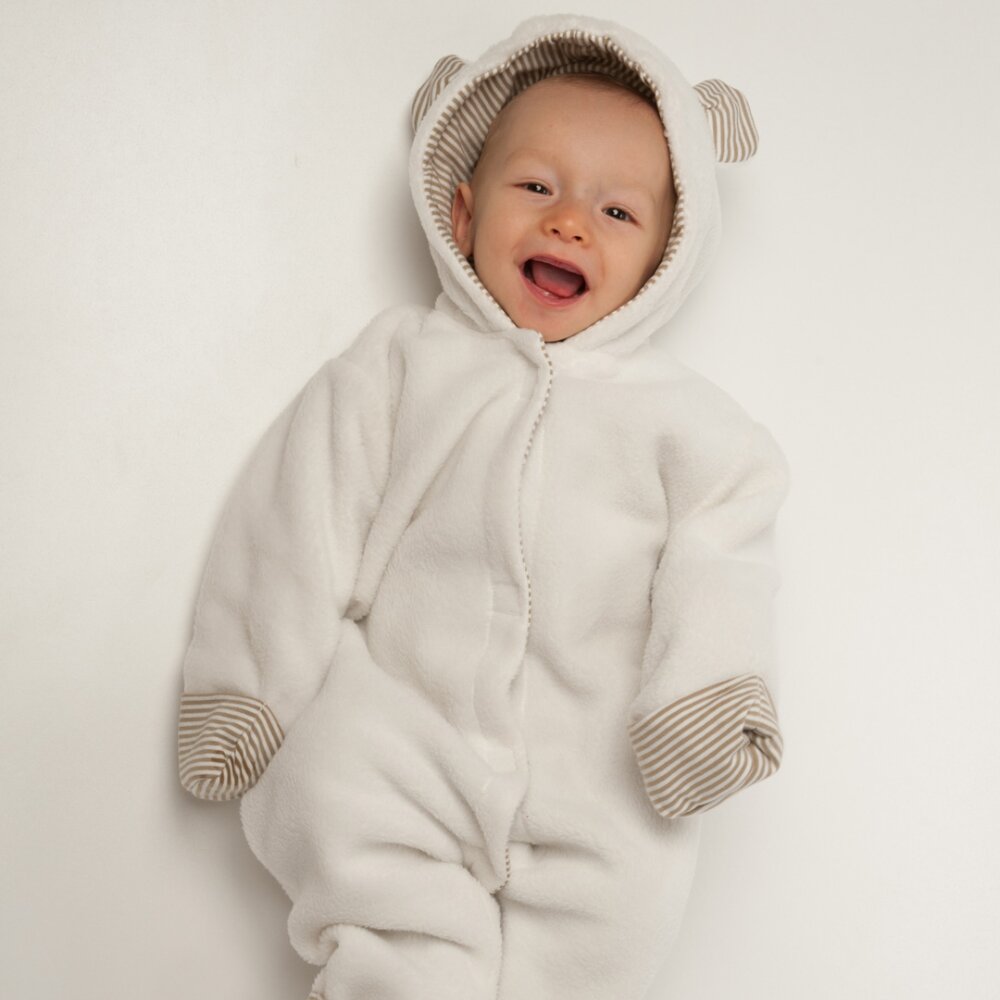 Baby Bodysuit with hood, mitten cuffs and footie cuffs