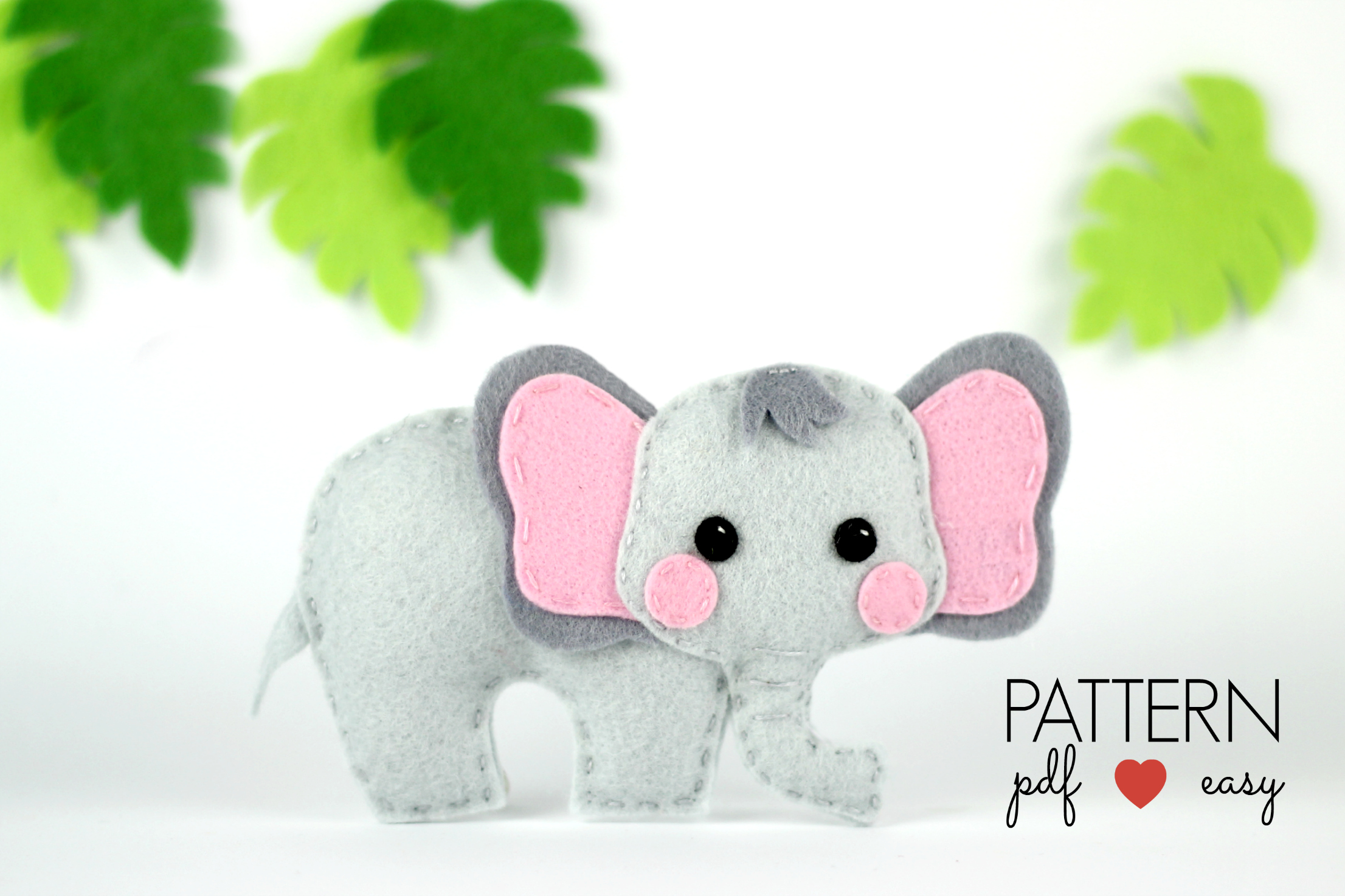 Felt Elephant Pattern Elephant Sewing Pattern