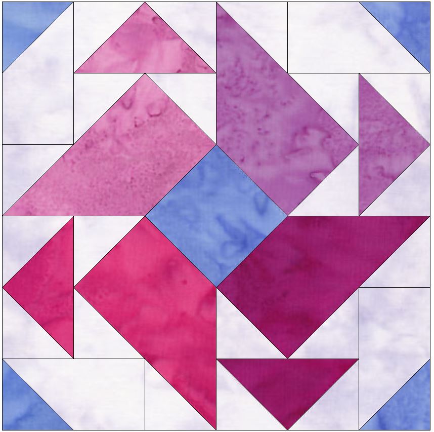 HC Pinwheel Log Cabin Flying Geese 15 Inch Block Quilting Template Pattern