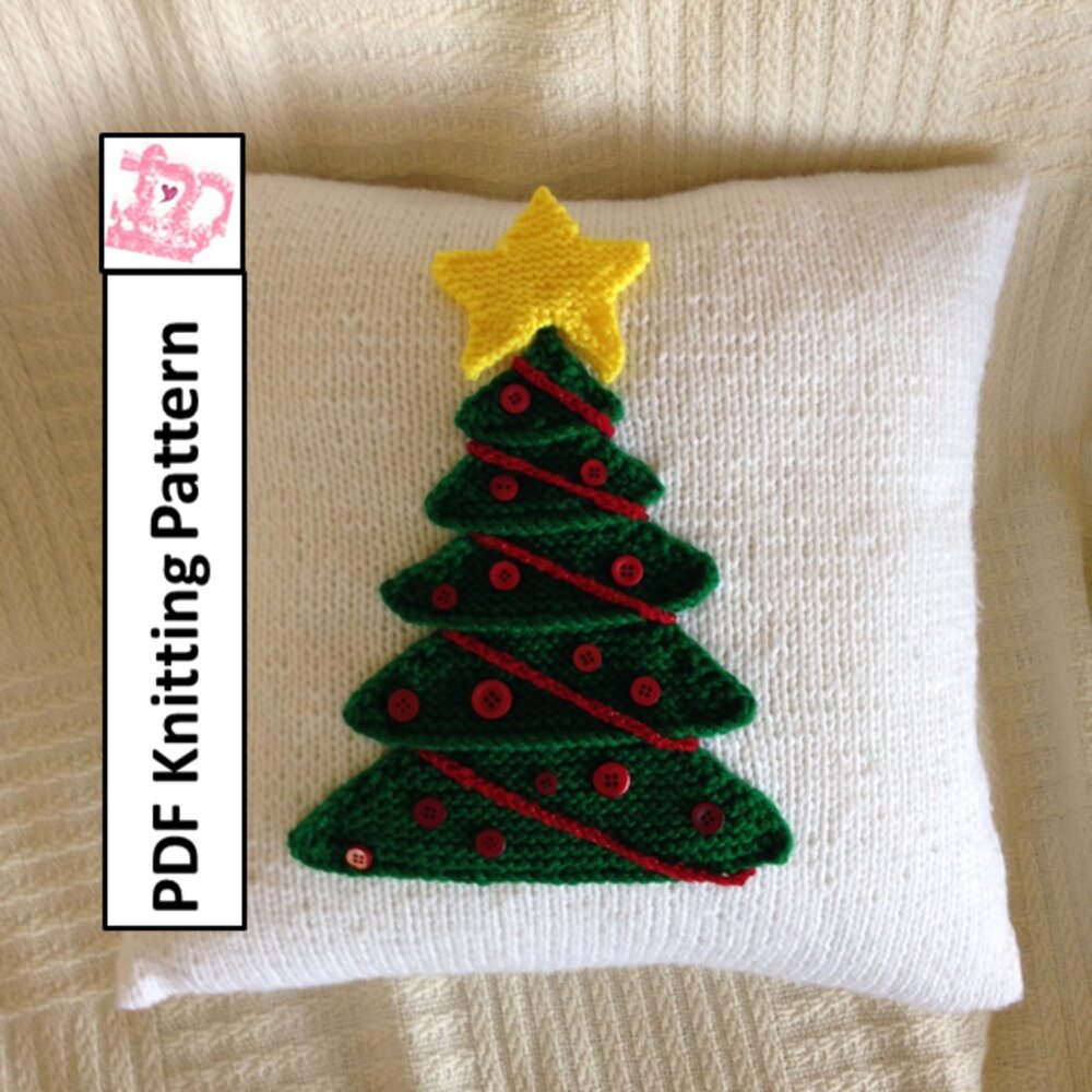 Christmas Tree pillow cover knitting pattern pdf