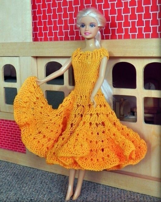 Strickanleitung Barbie Kleid, Puppenkleidung stricken