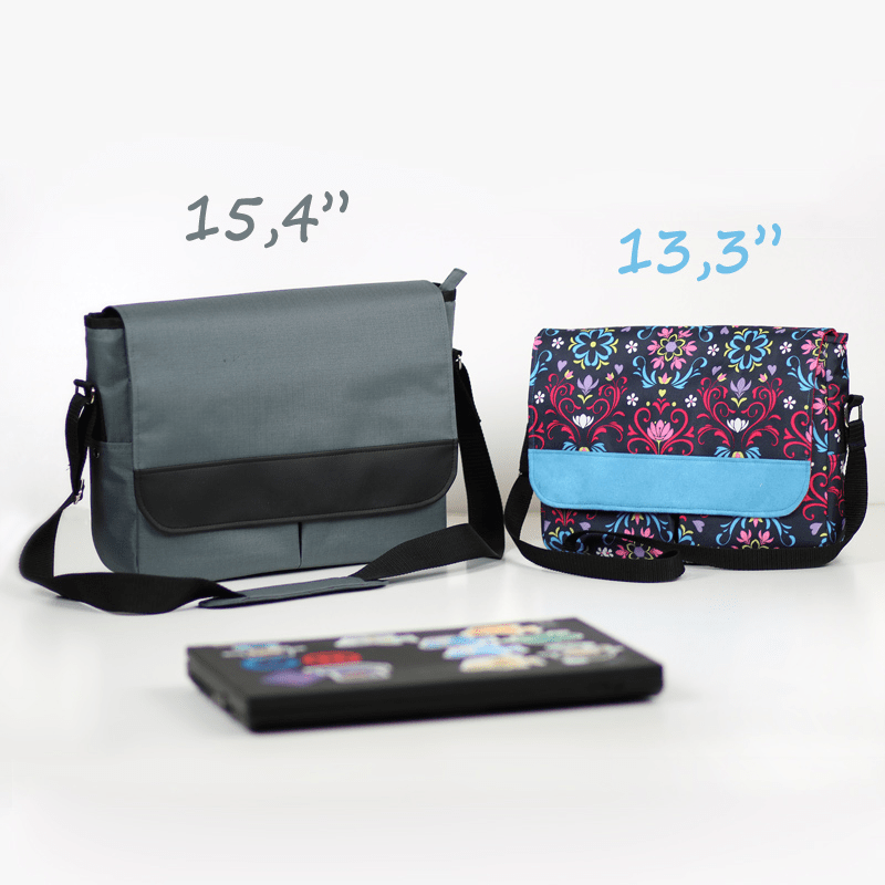 Laptop bag sewing pattern in 2 sizes, messenger bag pattern