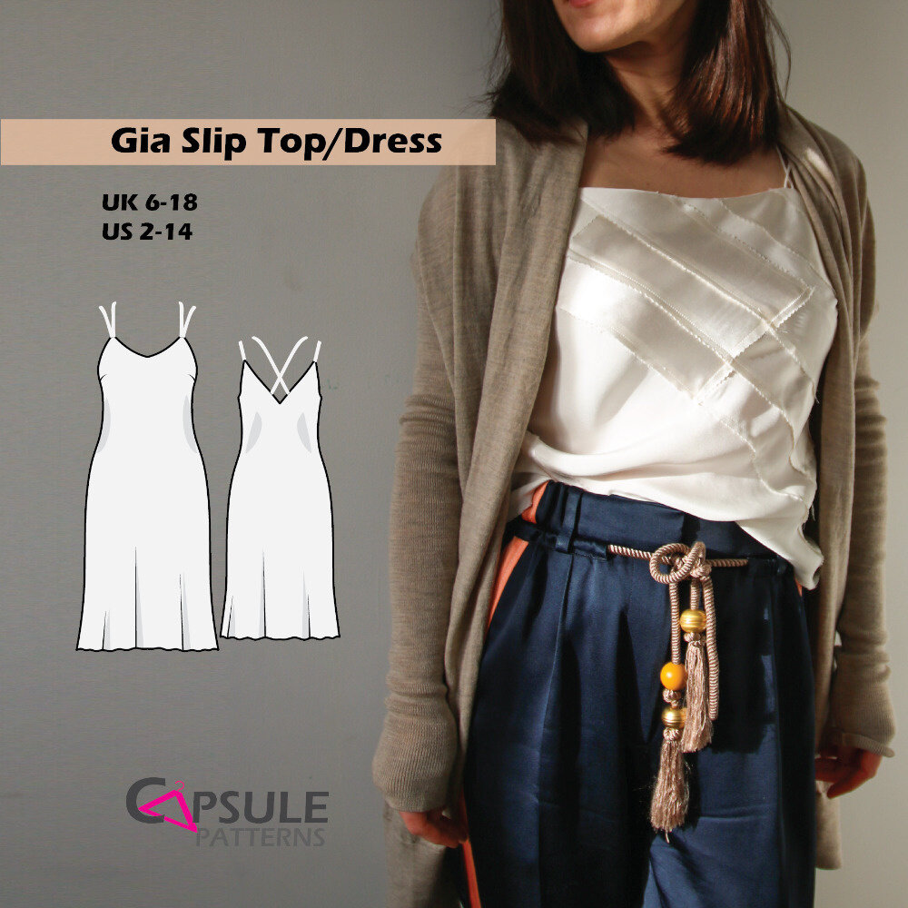 Bias slip dress/ Bias slip top PDF sewing pattern Gia