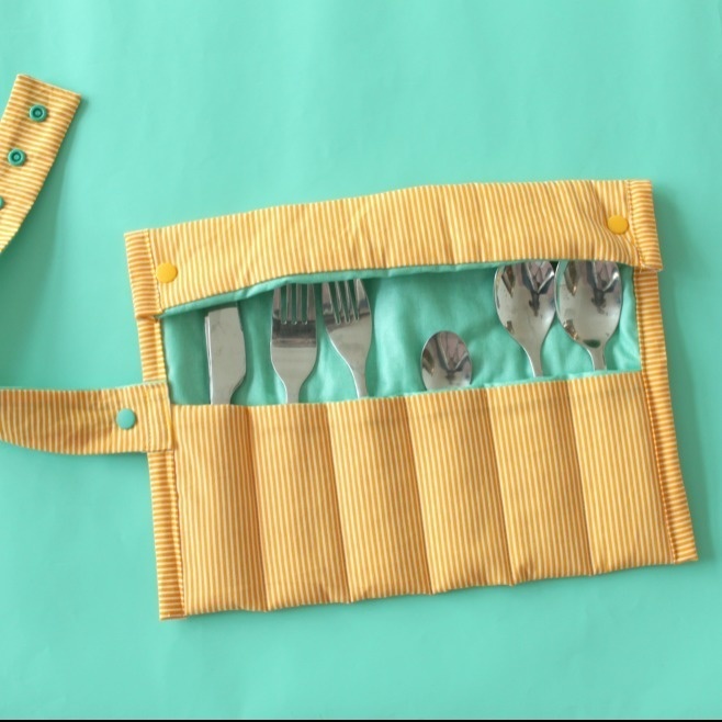 Fabric Cutlery Roll Picnic DIY