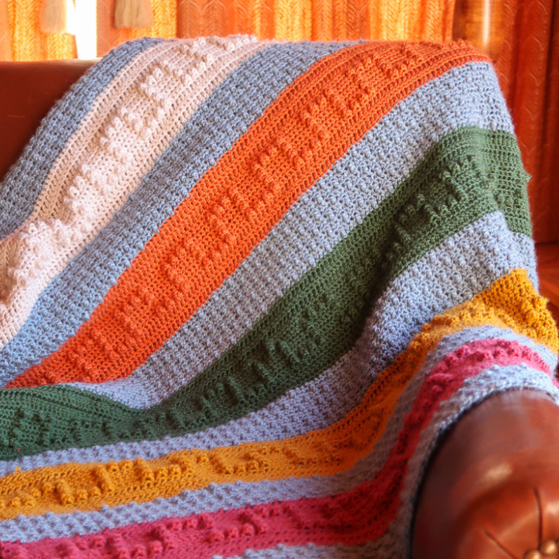 Textured Striped Crochet Blanket Pattern