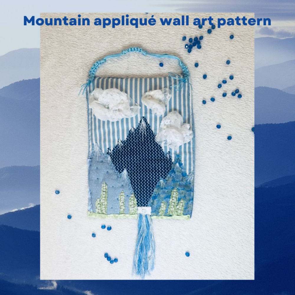 Mountain Waterfall Wall Hanging, appliqué sewing pattern,