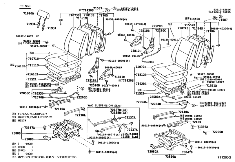 Seat & Seat Track for 1994 - 1999 Toyota LAND CRUISER HZJ77 | Japan