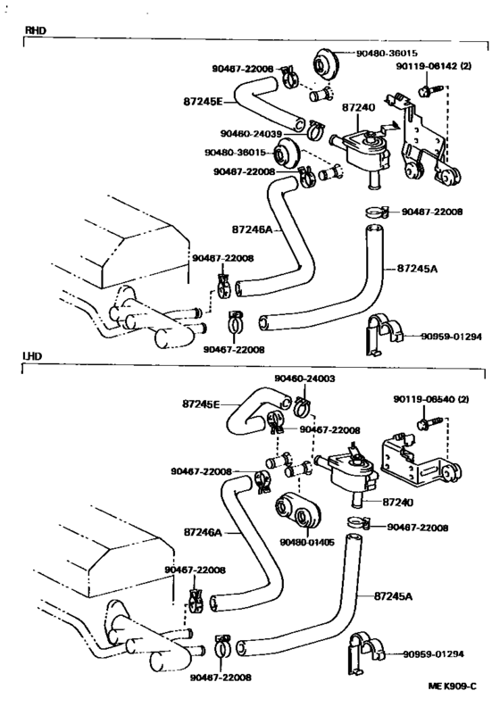 Heating & Air Conditioning - Water Piping for 1988 - 1991 Toyota CAMRY