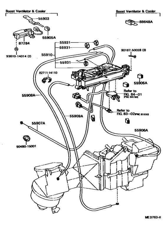 Heating & Air Conditioning - Control & Air Duct for 1986 - 1989 Toyota