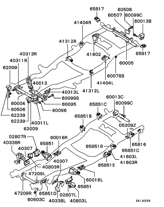 Chassis frame for 1997 1999 Mitsubishi PAJERO/MONTERO V26WG Japan