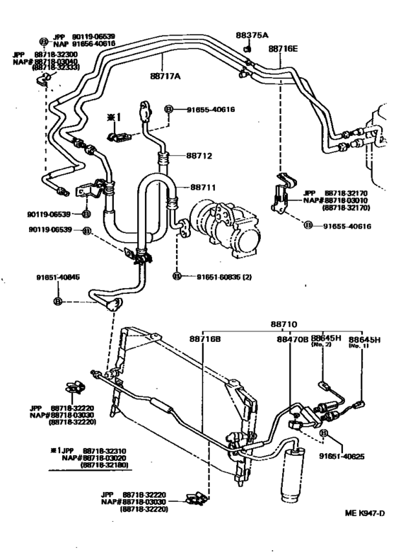 Heating & Air Conditioning - Cooler Piping for 1988 - 1991 Toyota CAMRY