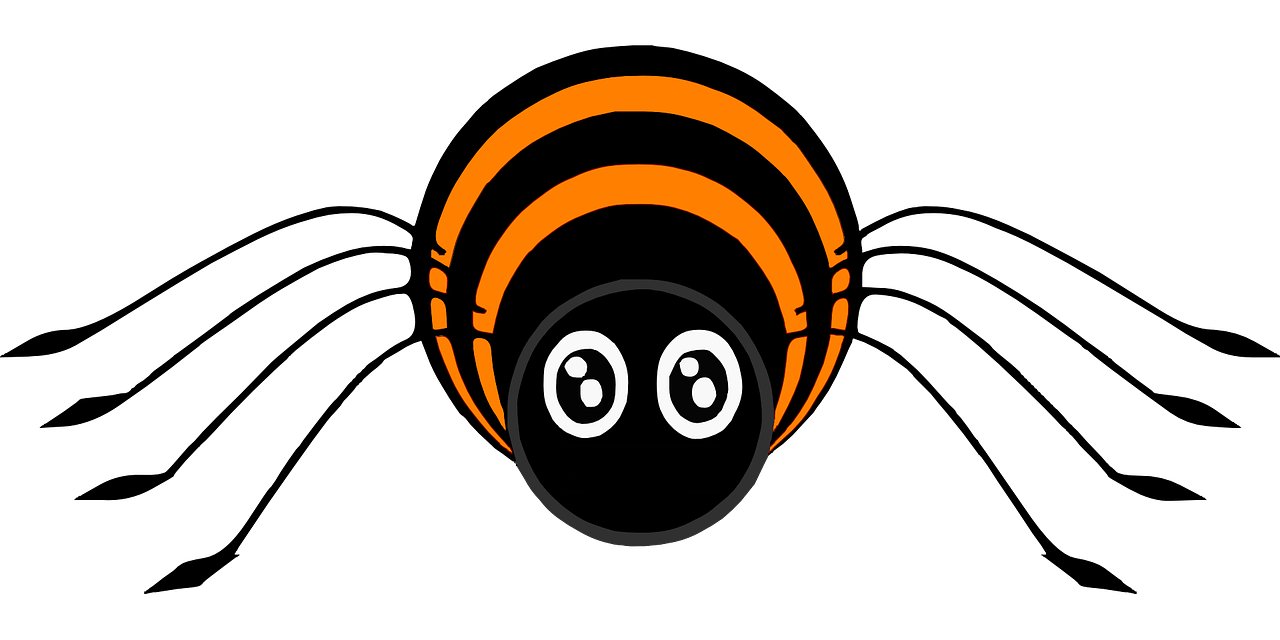 Spider,stripes,cartoon,black,orange free image from