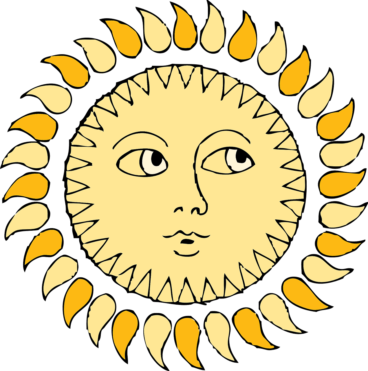 Sun,face,eyes,rays,mouth free image from