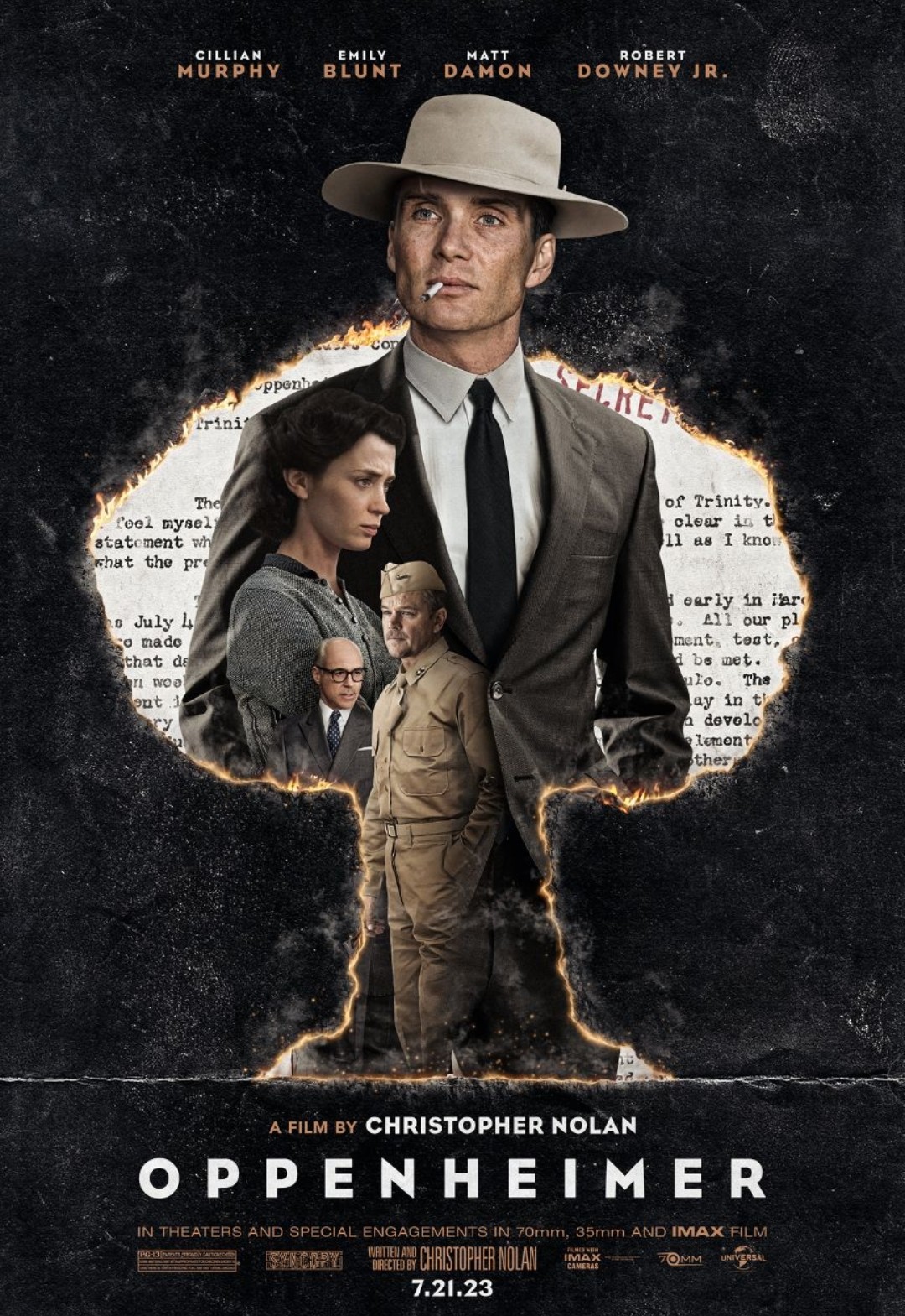 There are several posters for Christopher Nolan's OPPENHEIMER movie