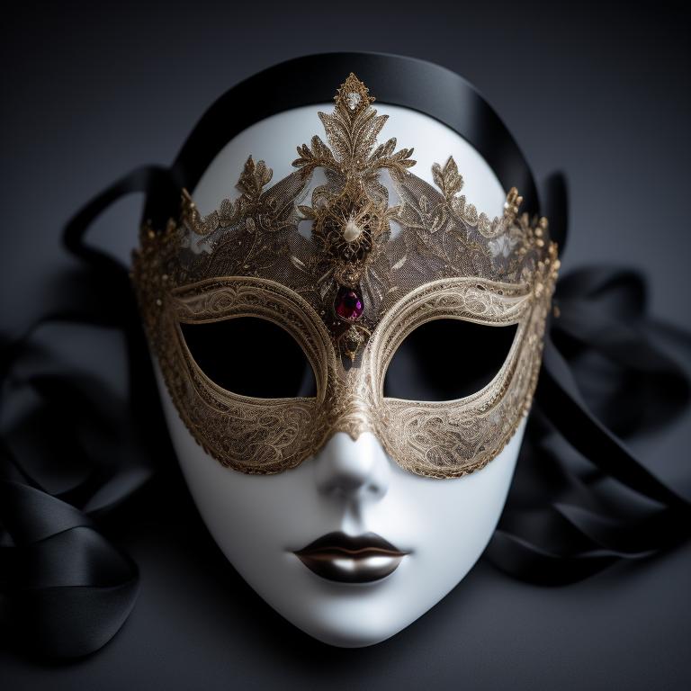 Jaya_Hess Masquerade Mask laying on a display, clearly visible in the