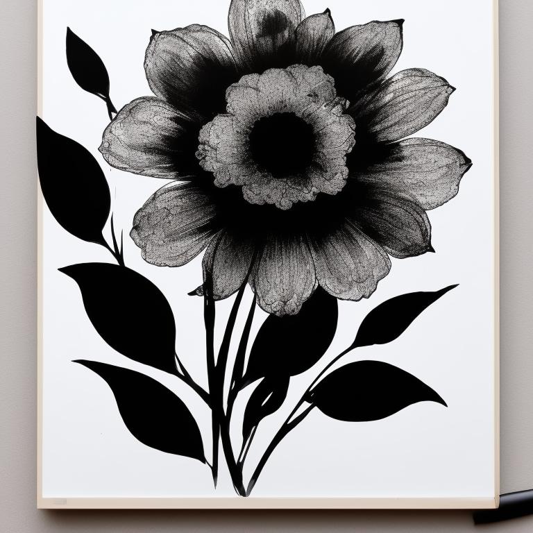 punyjackal850 black flower on whiteboard