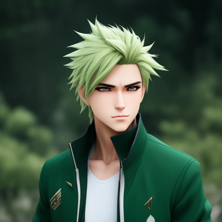 Green Haired Anime Character Male