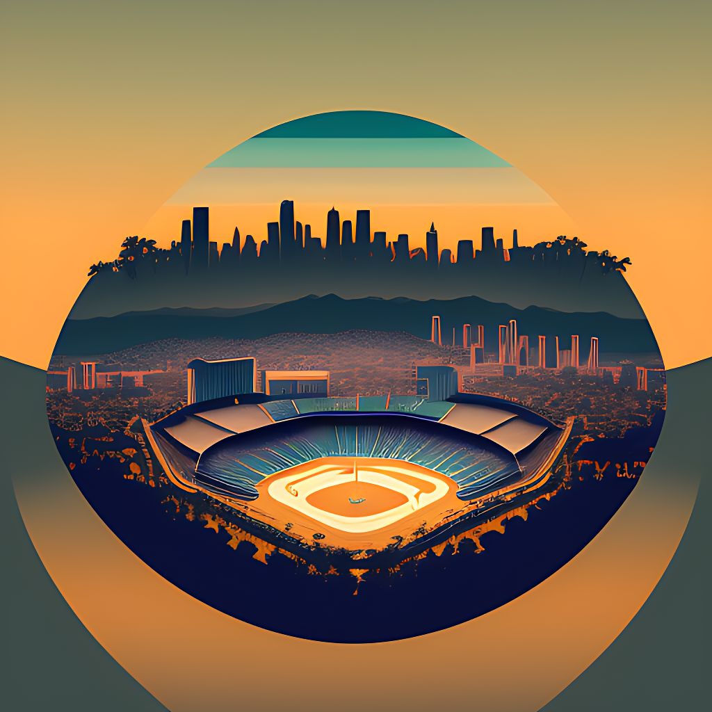 jimmyeatpod Dodger Stadium at night with Los Angeles skyline in the