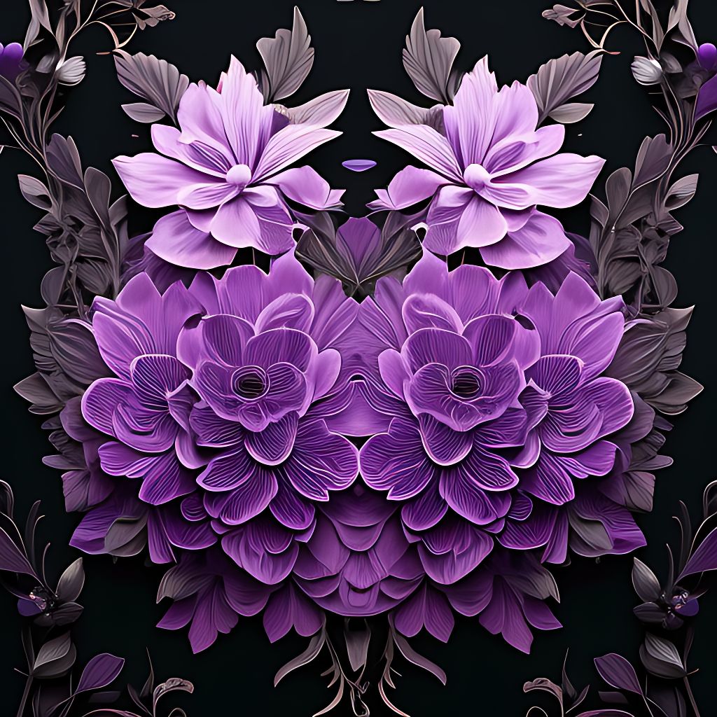 boringelk151 Violet Floral Birds Pattern closeup, Dark academia aesthetic, Intricately