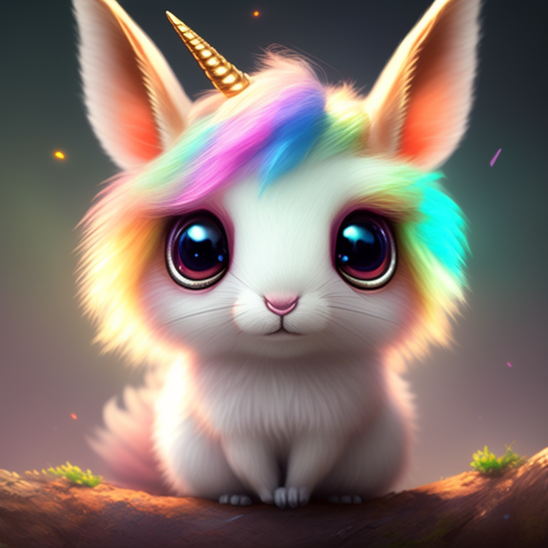 wildhamster941 a cute rainbow coloured unicorn with a cute rabbit, an