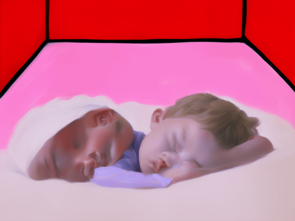 mikeelf photorealistic, oil painting, 4k, boy sleeping in a room