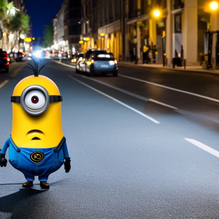 strongsheep684 Minion on night street