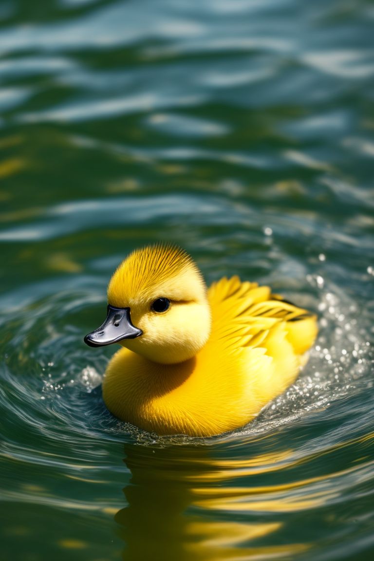idleturtle85 a cute yellow baby duck swimming
