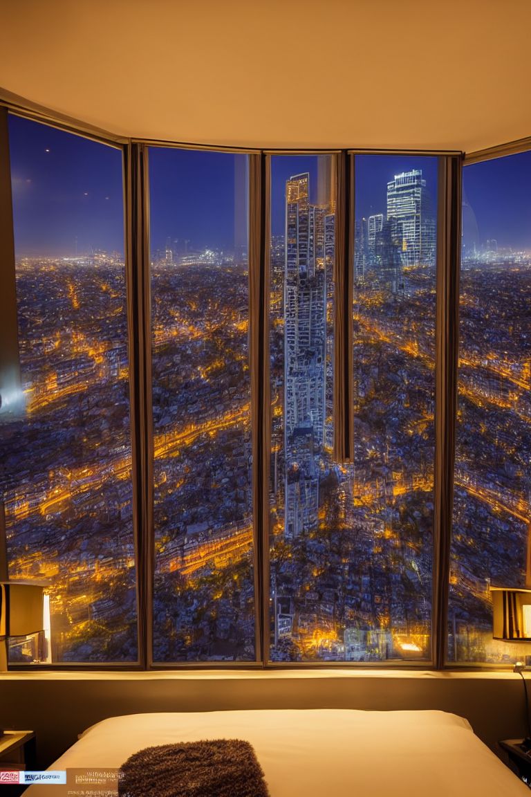 woodenrook246 night city view inside room apartment