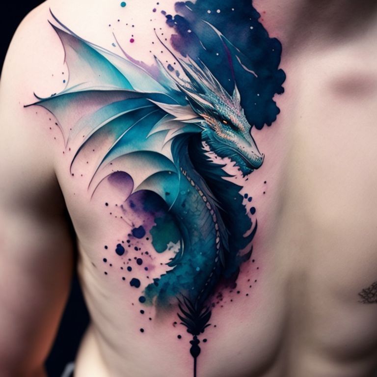 largelouse57 "A watercolor tattoo design featuring a pack of dragon