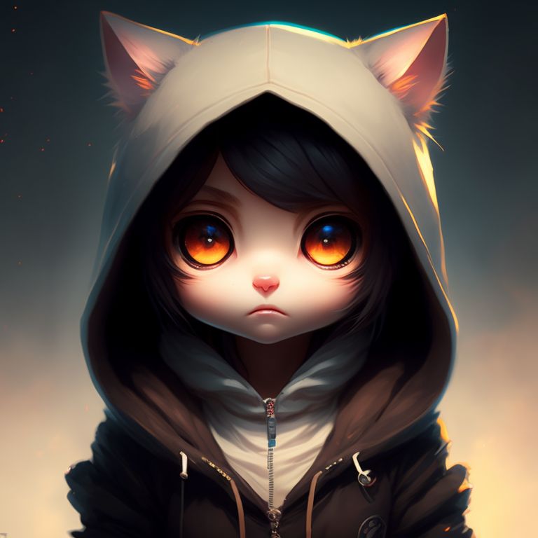 fondlouse174 anime cat girl wearing hoodie