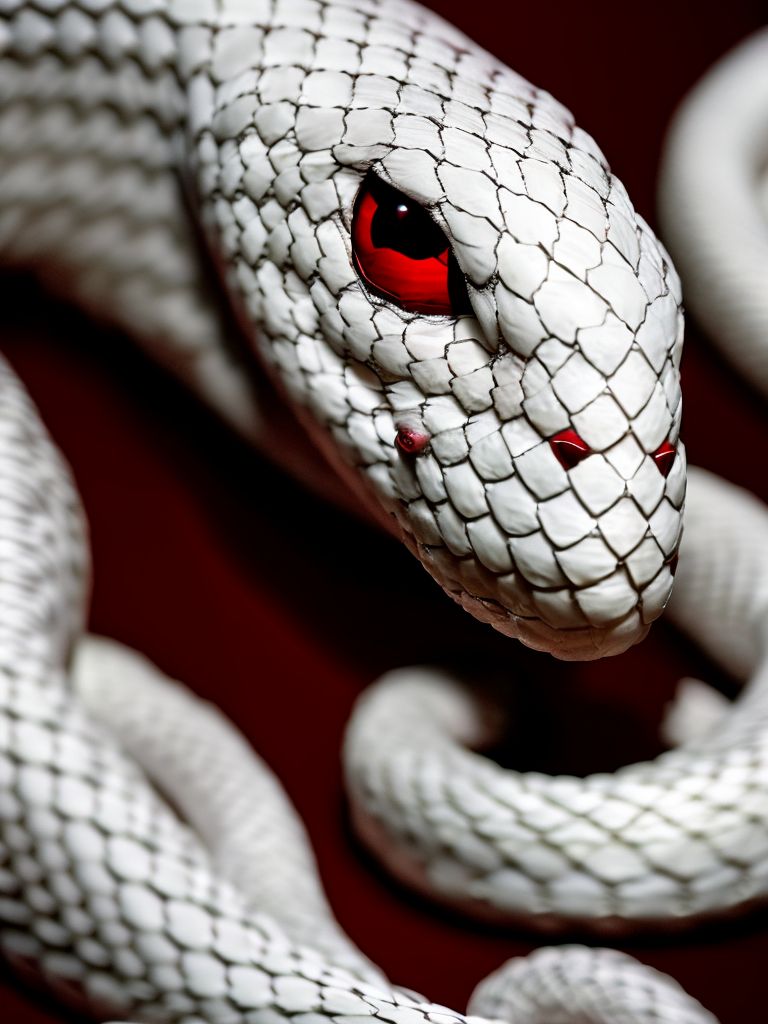 kenyang a white snake head with red eye