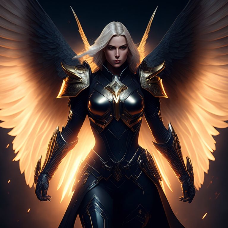 strongquail154 Angel paladin hero fighter knight wings gold hair halo