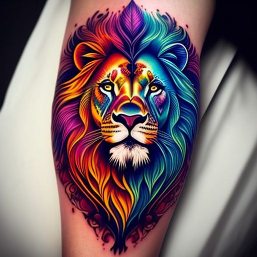 dentalemu431 colorful lion tattoo for women