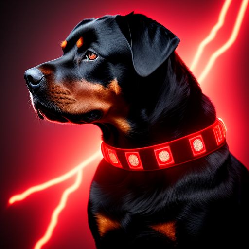 impuremoose524 Rottweiler with a glowing red LED collar and
