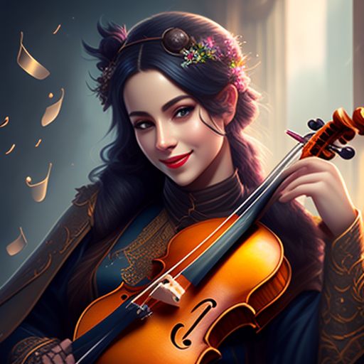 lavishclam465 Female happy DnD Bard with Violin