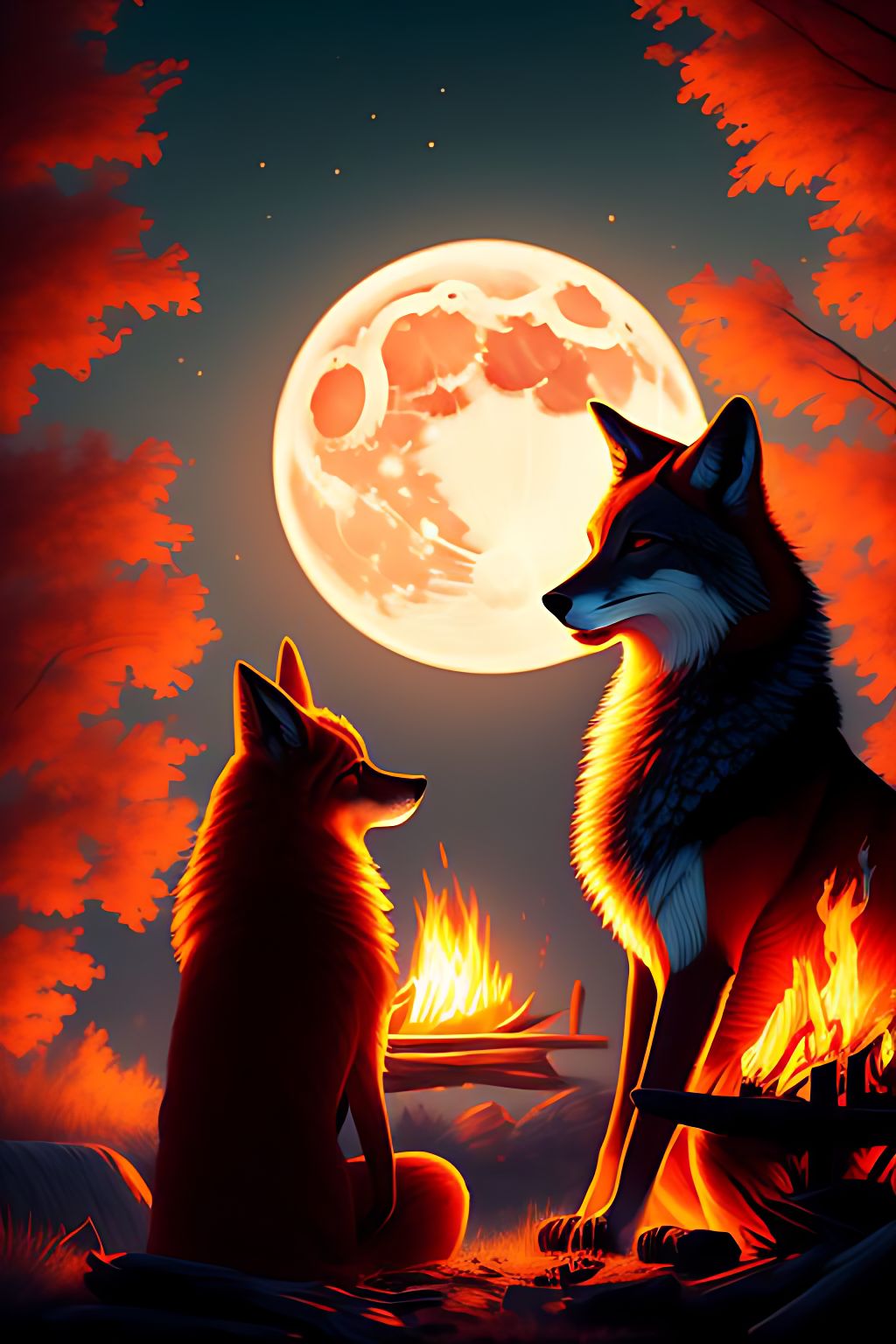 BKMiller428 Kitsune woman and Coyote woman talking over an open