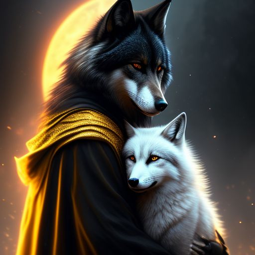 shockedelk847 Anthropomorphic black wolf with a hooded cloak holds a