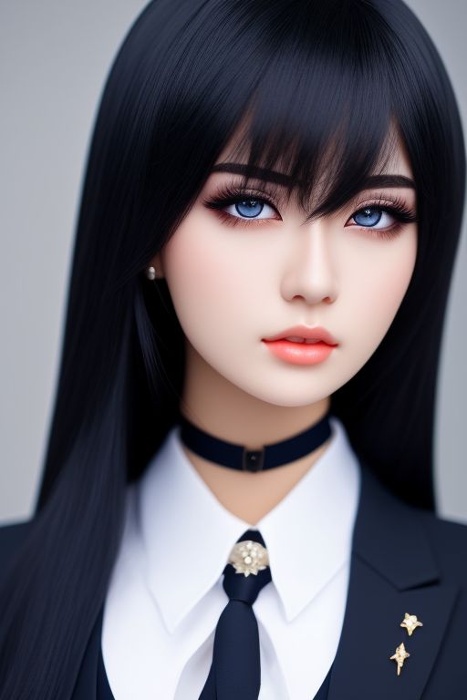 wearymarten327 girl with white skin, dark blue eyes, milong smooth