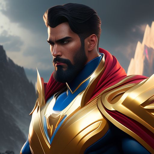 subduedlion694 handsome man as superhero god