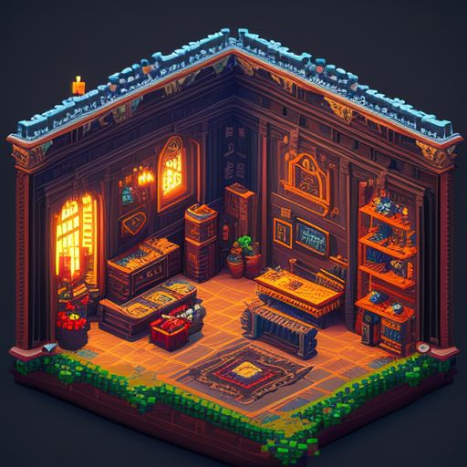 addison pixel art of topdown style house interior