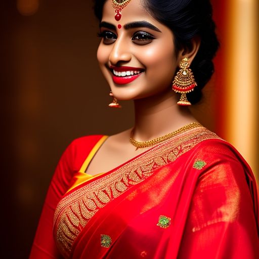 hurtfulcrane11 beautiful bengali girl wearing a red saree, bra