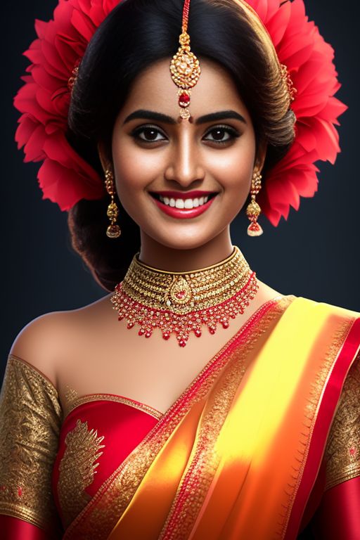 hurtfulcrane11 beautiful bengali girl wearing a red saree, seductive