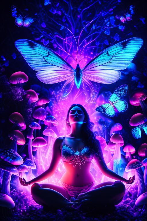 afraidhyena47 a beautiful woman meditating in a magical environment