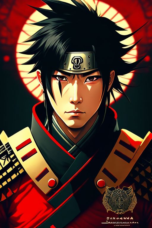 CADMUS Uchira Sasuke, samurai, Japanese soldier, red eyes, uchira