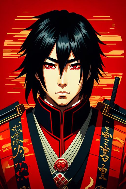 CADMUS Uchira Sasuke, samurai, Japanese soldier, red eyes, uchira