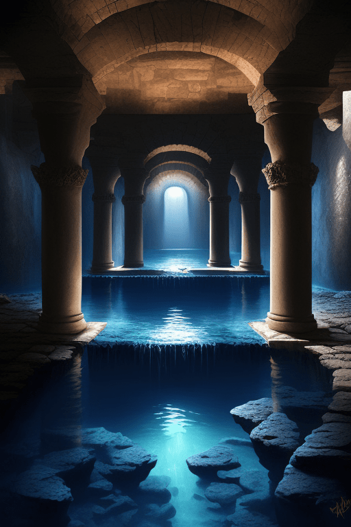 black_sheep Large underground water reservoir with stone columns and