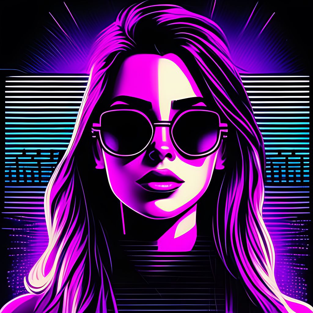 Myndcruzer Woman with sunglasses ambient purple neon lighting