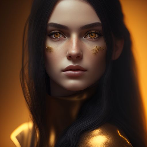 safeguanaco145 Hunter Girl with long Black hair and golden feline eyes