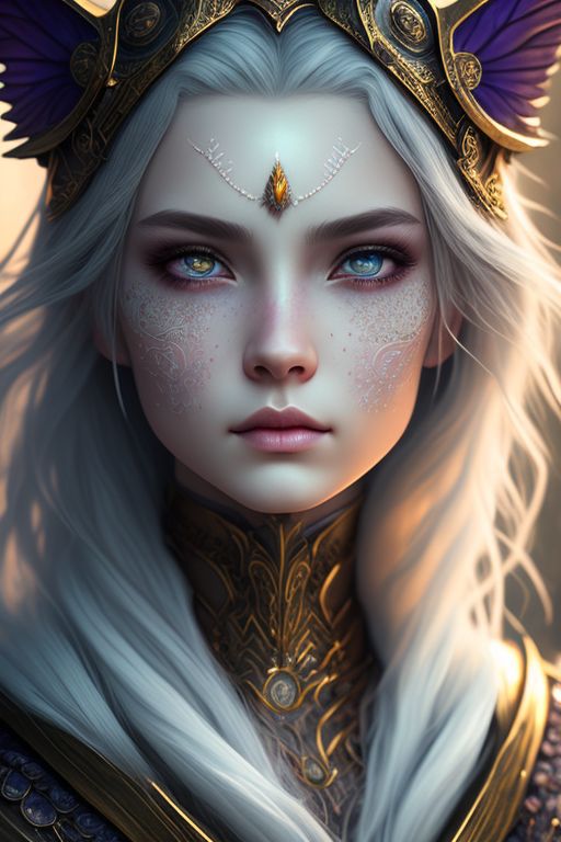 Enchantress woman, young adult, elf, japanese, white hair, tall