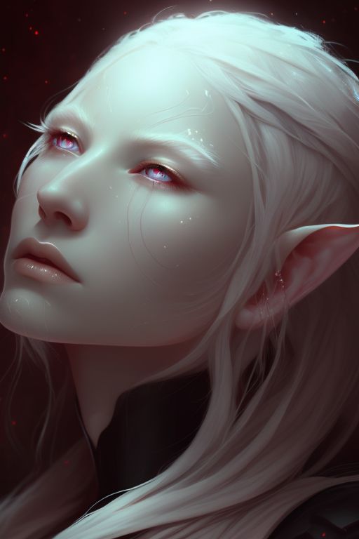 impishviper638 Albino elf, pale, translucent skin, snowwhite hair